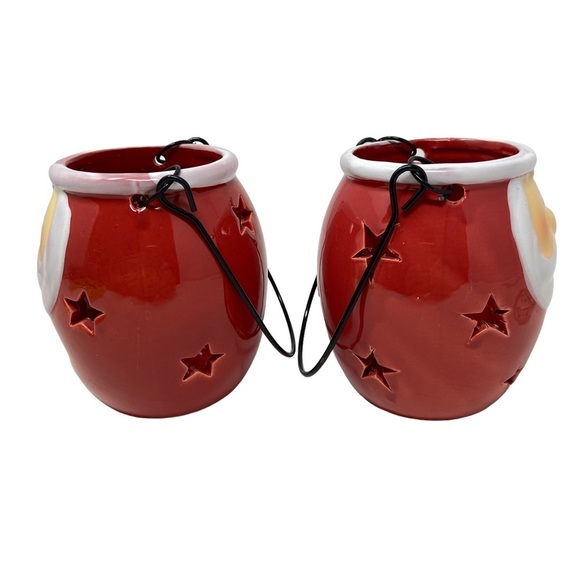 Santa Ceramic Candle Holder with Handle. Set of 2. 4.5” - Picture 3 of 7